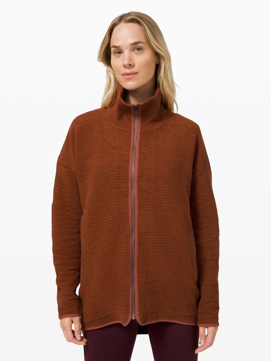 lululemon athletica Sweaters - Lululemon Peaceful Moments Full Zip Heathered Ancient Copper Size 8